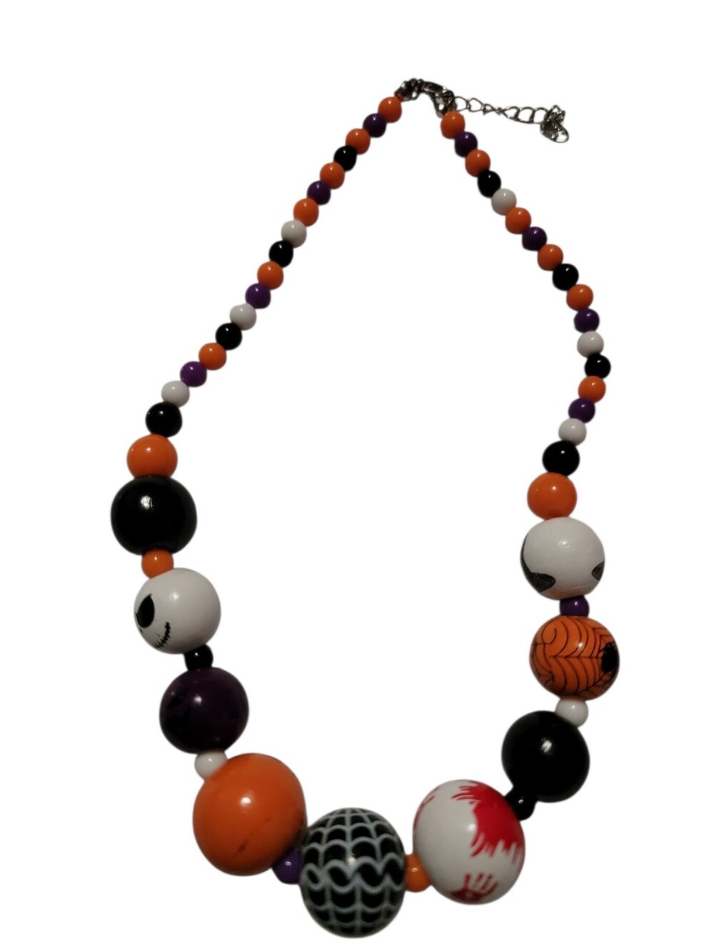 Beaded Halloween Statement Necklace in Orange, Black, Purple & White